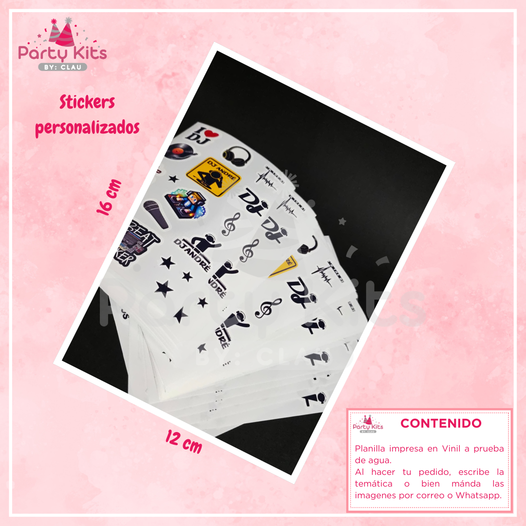 Planilla de stickers personalizados para vasos o termos