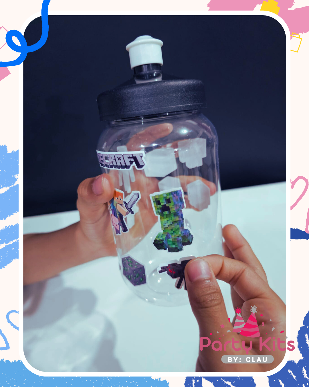 Bote Chupón con planilla de stickers personalizada