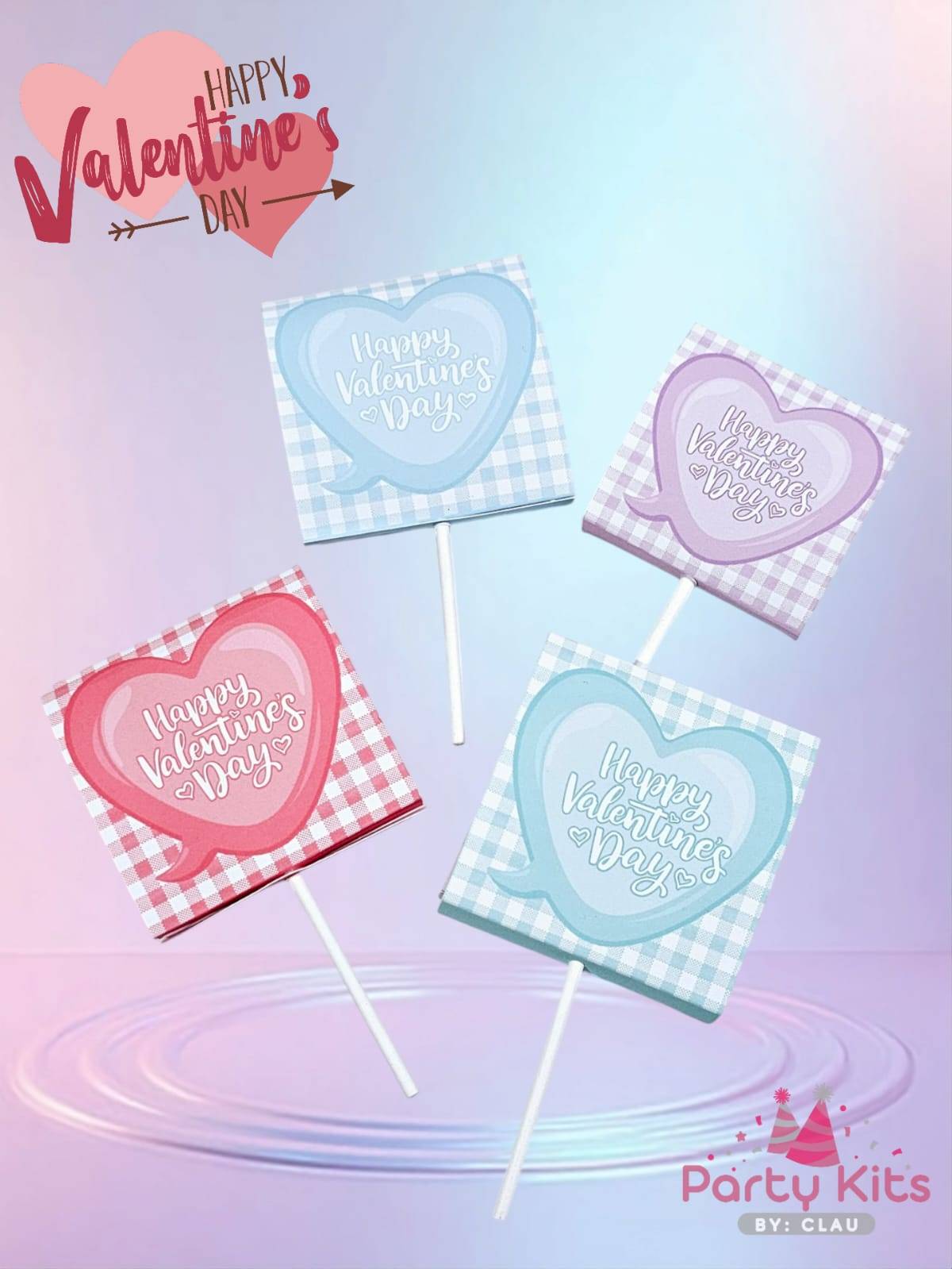Paleta de corazón con diseño San Valentín