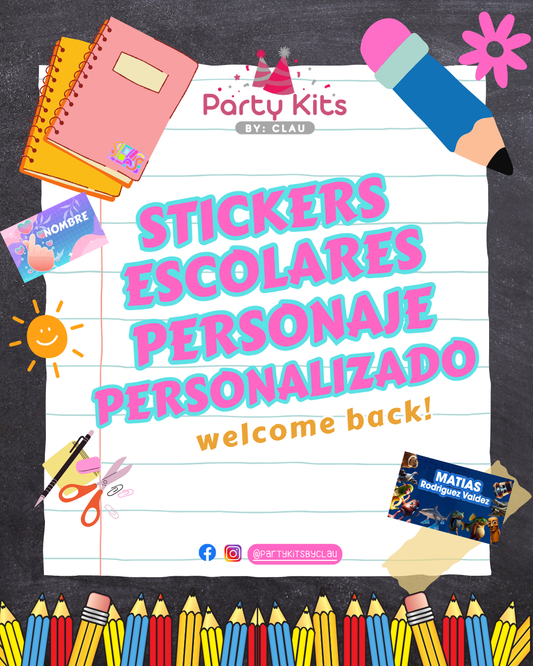 Stickers escolares, personaje personalizado (Etiquetas escolares) 2025