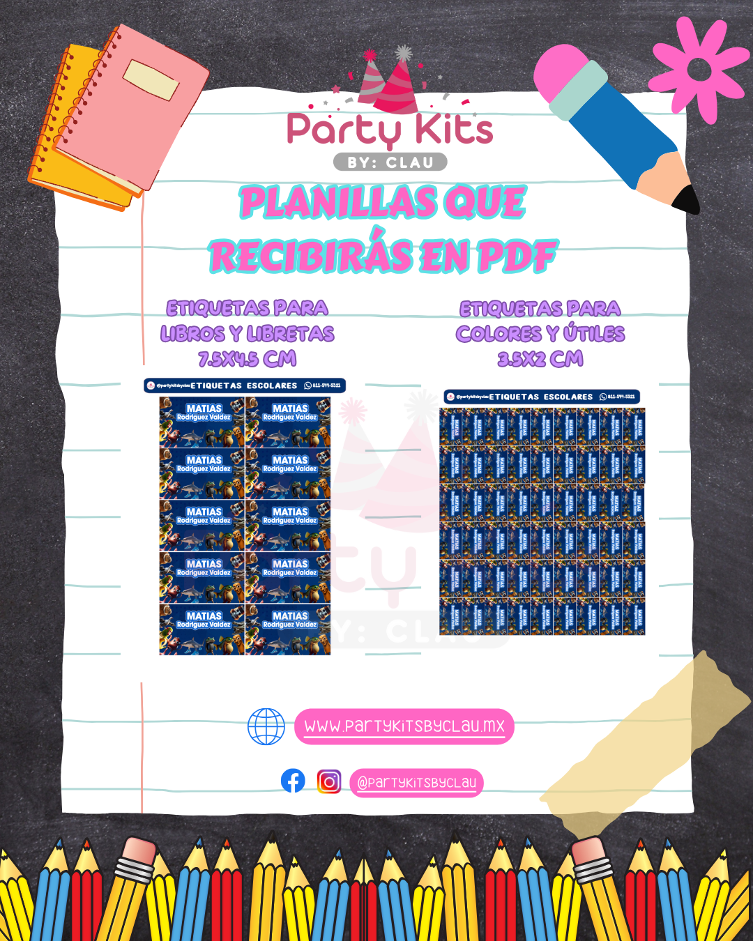 Stickers escolares (Etiquetas escolares) 2025 PARA IMPRIMIR