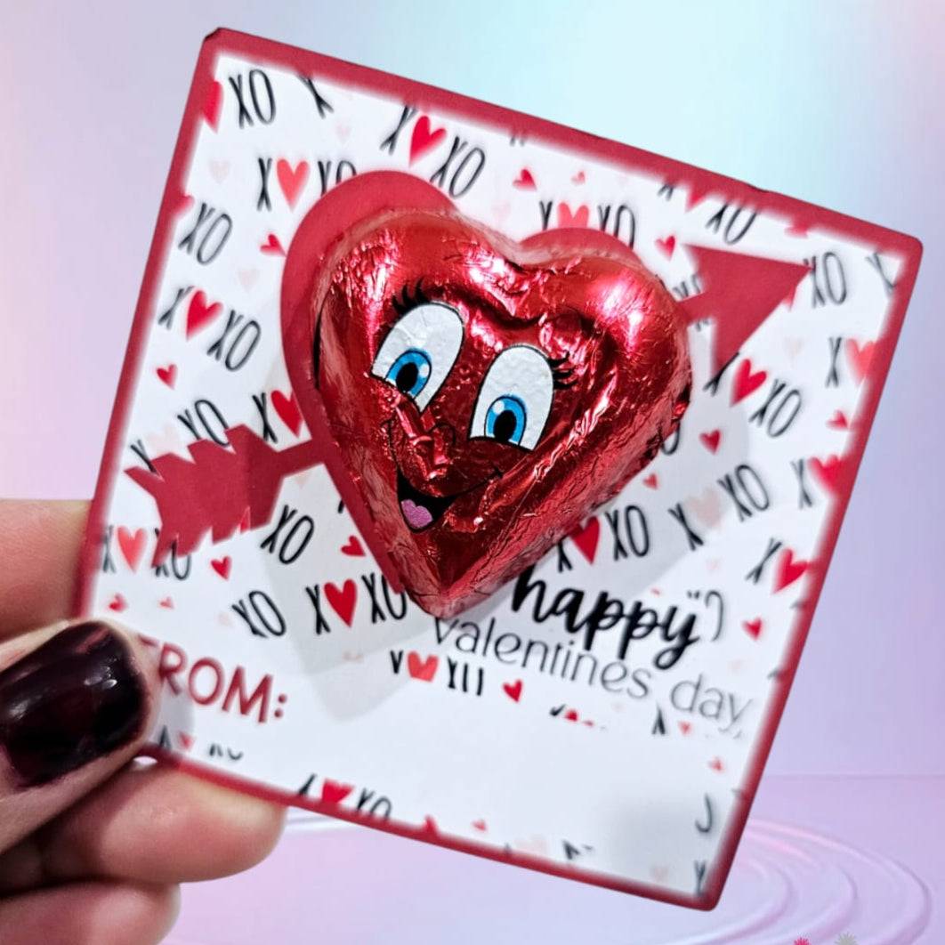 Tarjetas cuadradas porta chocolate corazón