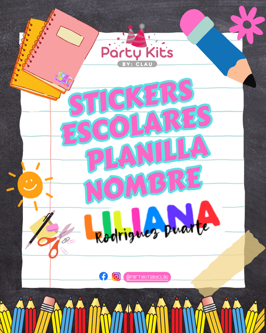 Stickers escolares Silueta Nombre (Etiquetas escolares) 2025