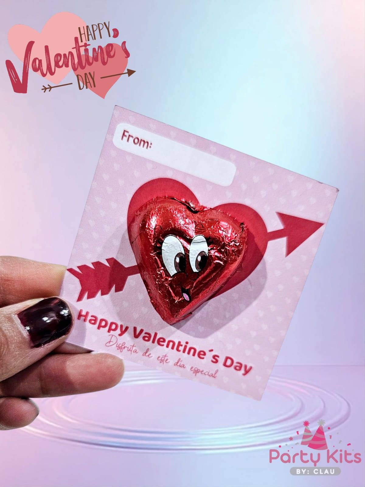 Tarjetas cuadradas porta chocolate corazón