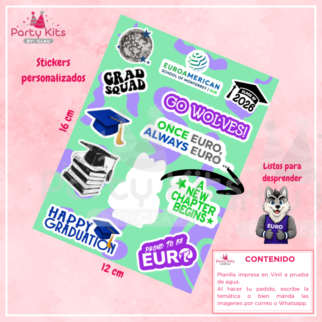 Planilla de stickers personalizados para vasos o termos