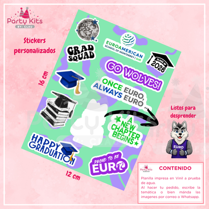 Planilla de stickers personalizados para vasos o termos