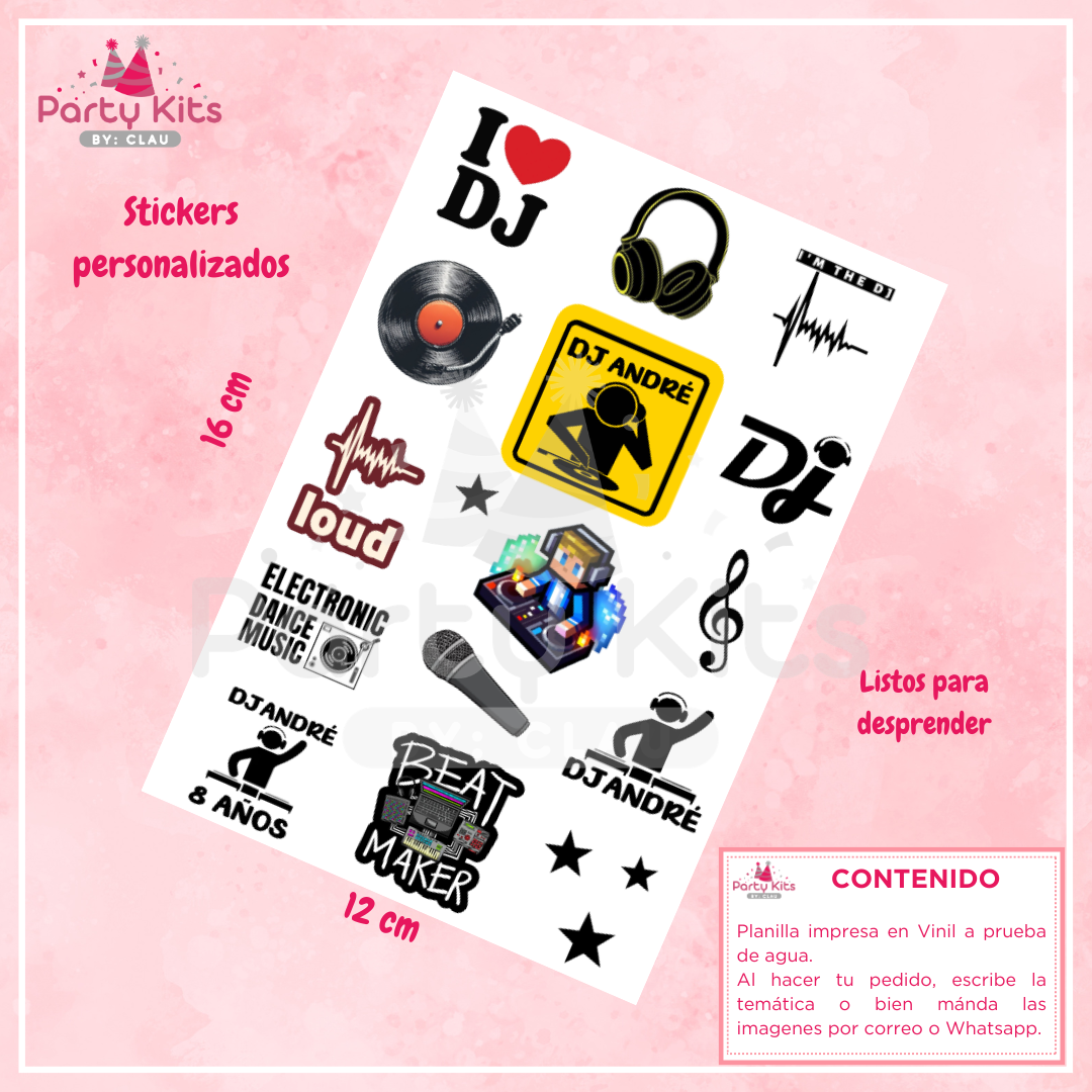 Planilla de stickers personalizados para vasos o termos