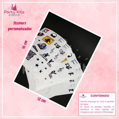 Planilla de stickers personalizados para vasos o termos