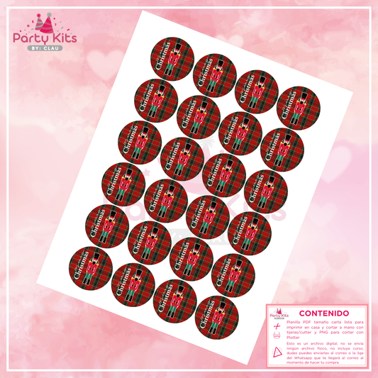 Stickers Navideños para imprimir, planilla tamaño carta modelo Cascanueces